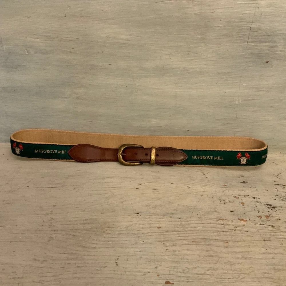 YRI Men's Musgrove Mill Golf Club Ribbon Needlepoint Belt 38